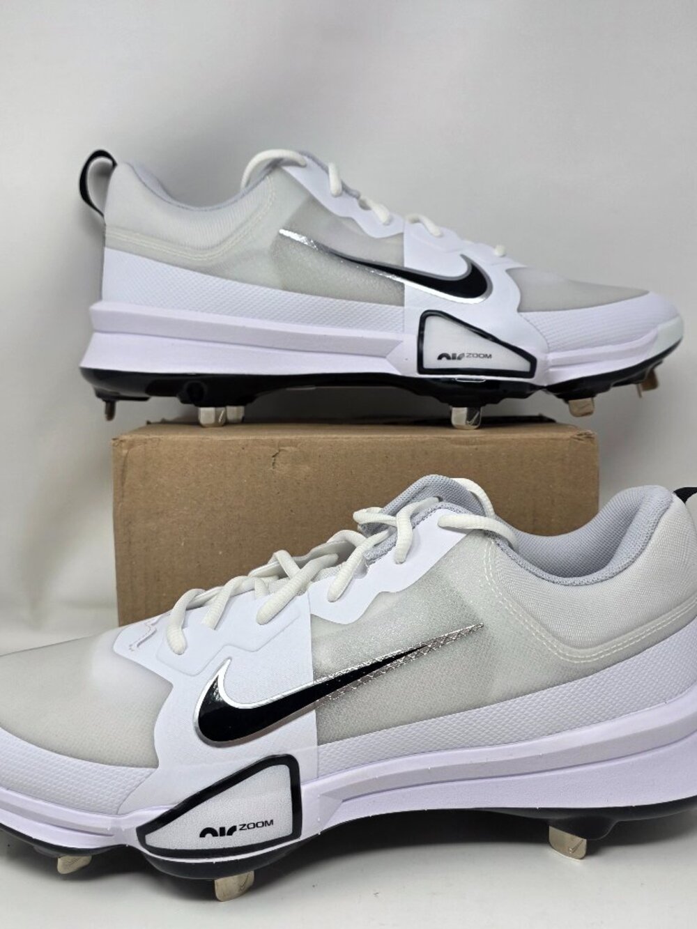 Nike Force Zoom Trout 9 Pro Metal Baseball Cleats Mens Size 8.5 White FB2907-102